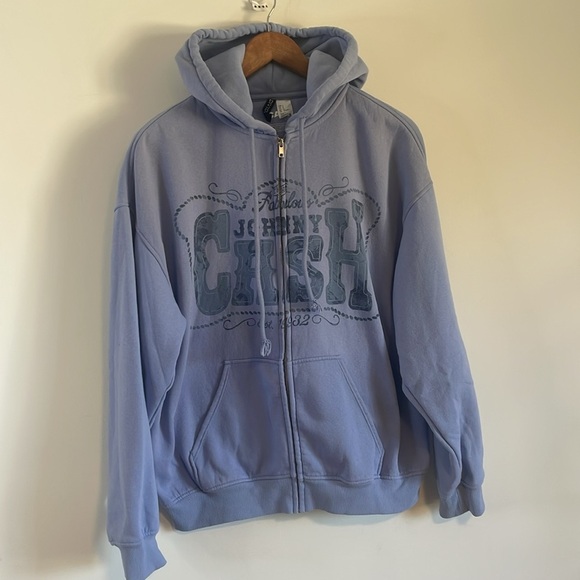 Johnny Cash Hoodie Small Blue Tour Band Country Music Rock Concert Merch - Picture 1 of 12